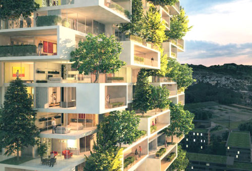Immeuble green et ouvert sur l'extérieur représenté grâce à une modélisation 3D - sujet traité par le magazine Arkuchi