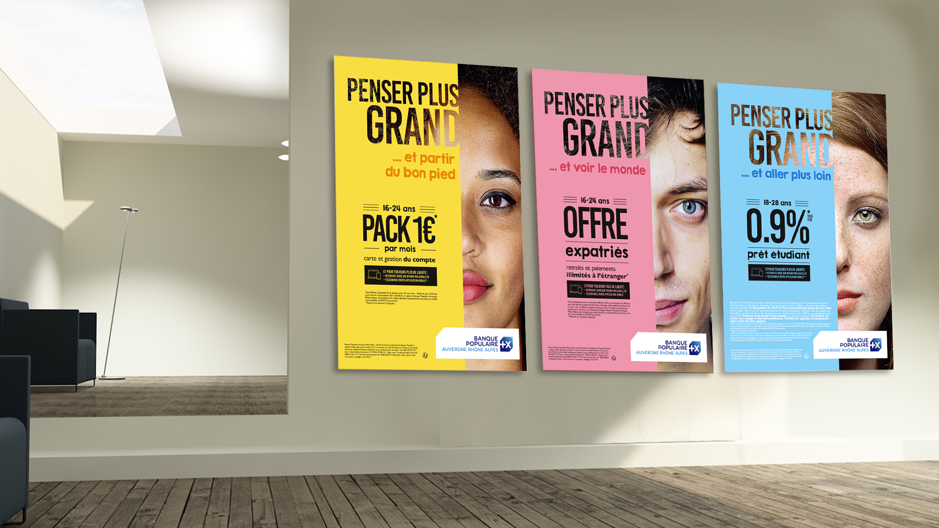 Déclinaisons campagne de communication jeune Banque Populaire 2019