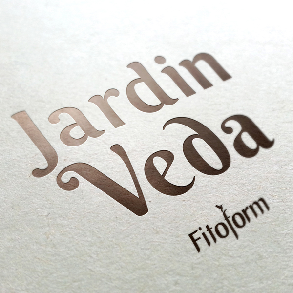 Logo de la marque Jardin Veda sur papier granuleux