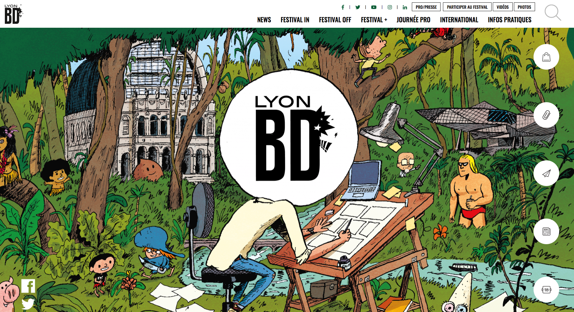 Screen du site internet de Lyon BD ouvert sur le header du site Lyon BD festival avec visibilité sur le header et le menu