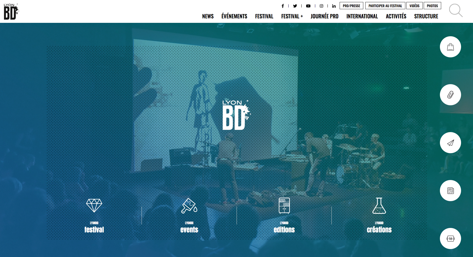 Screen du site internet de Lyon BD ouvert sur le header du site Lyon BD