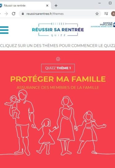 Screen du site internet de Banque Populaire sur l'offre Protéger ma famille
