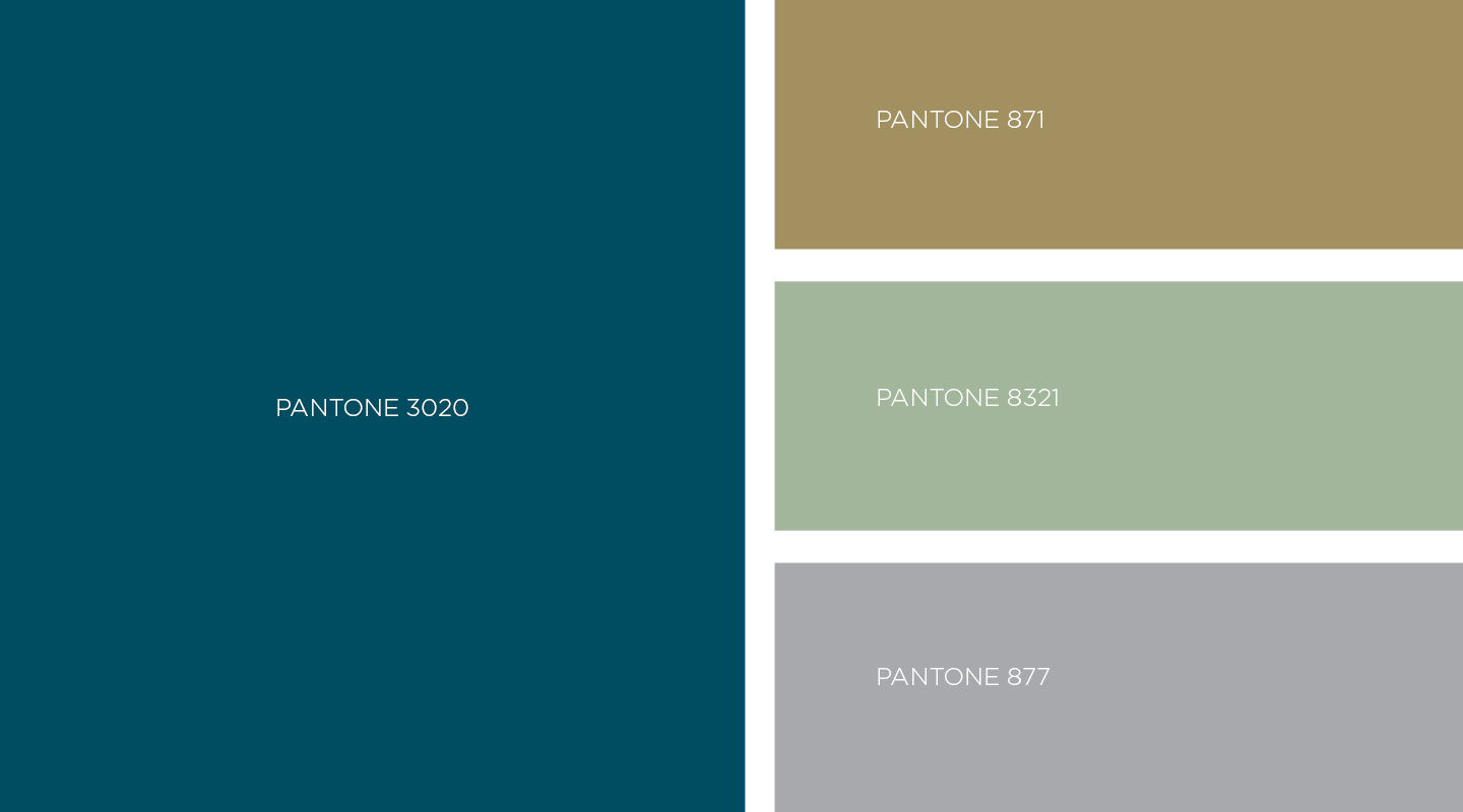 Couleurs Pantone choisies par le studio graphique pour la direction artistique de la Banque Privée